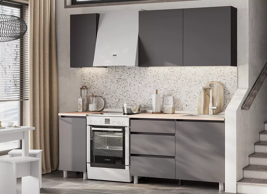 Кухонный гарнитур "Денвер" 1,6м Графит серый/Дуб Сонома приобрести в Томске