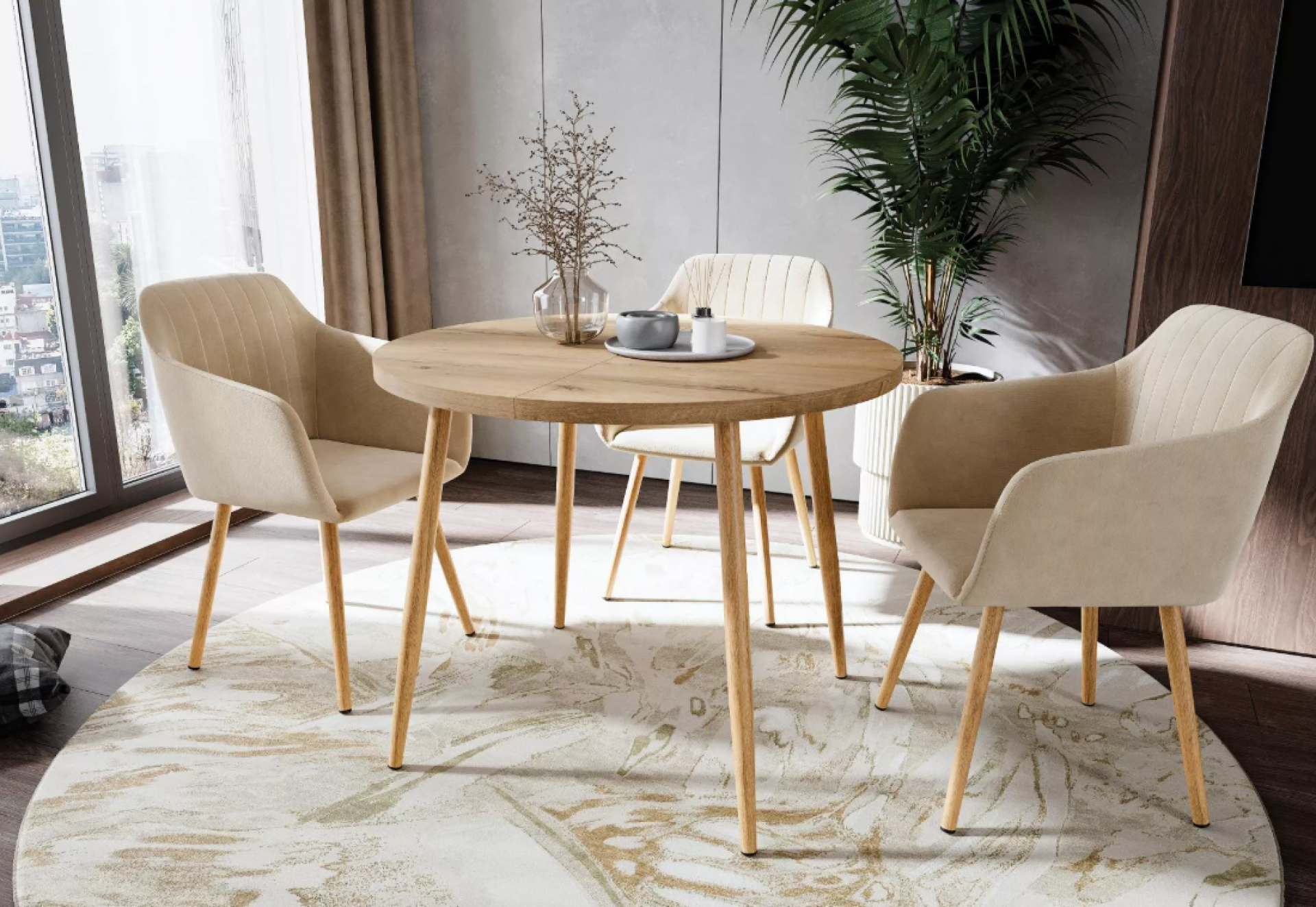 Стол "Поло" 32 CRAFT М бабочка, ЛДСП (900/300) Бунратти / черный/ПВХ Бунратти